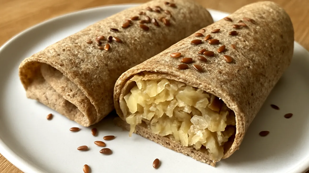 Buchweizen-Sauerkraut-Wrap mit Leinsamen"