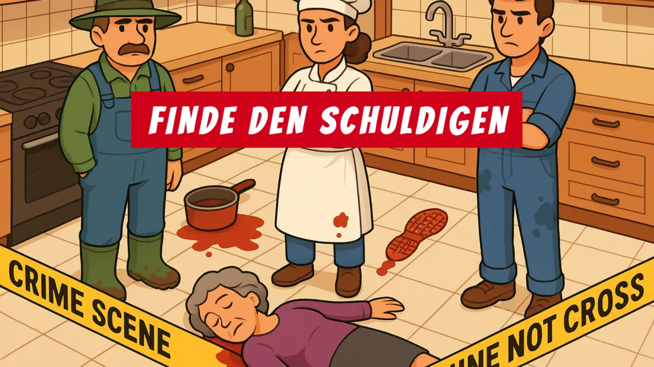 Nur echte Genies lösen es: Wer ist der Mörder in der Küche? Entlarve den Täter, wenn du dich traust!"