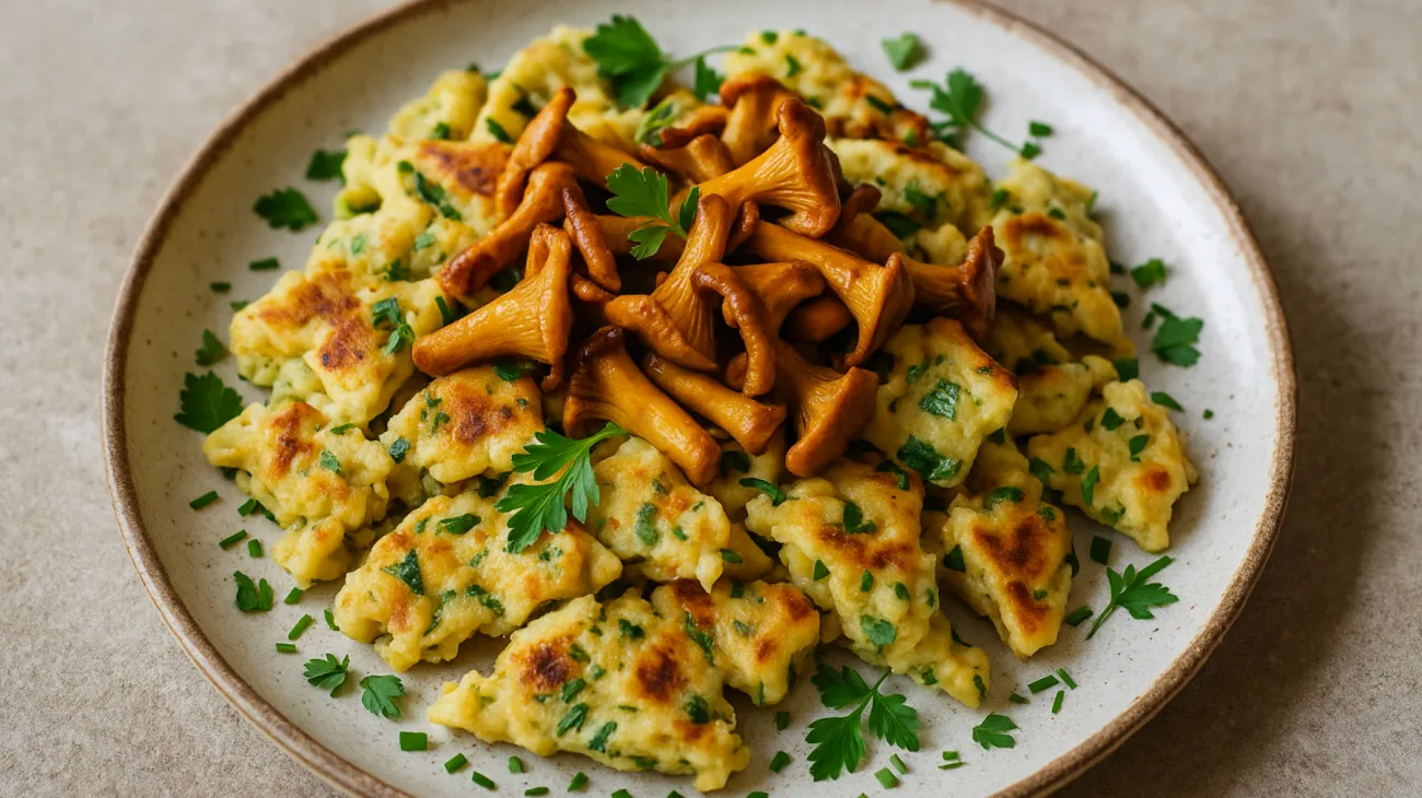 Quark Schmarrn Pfifferlinge"